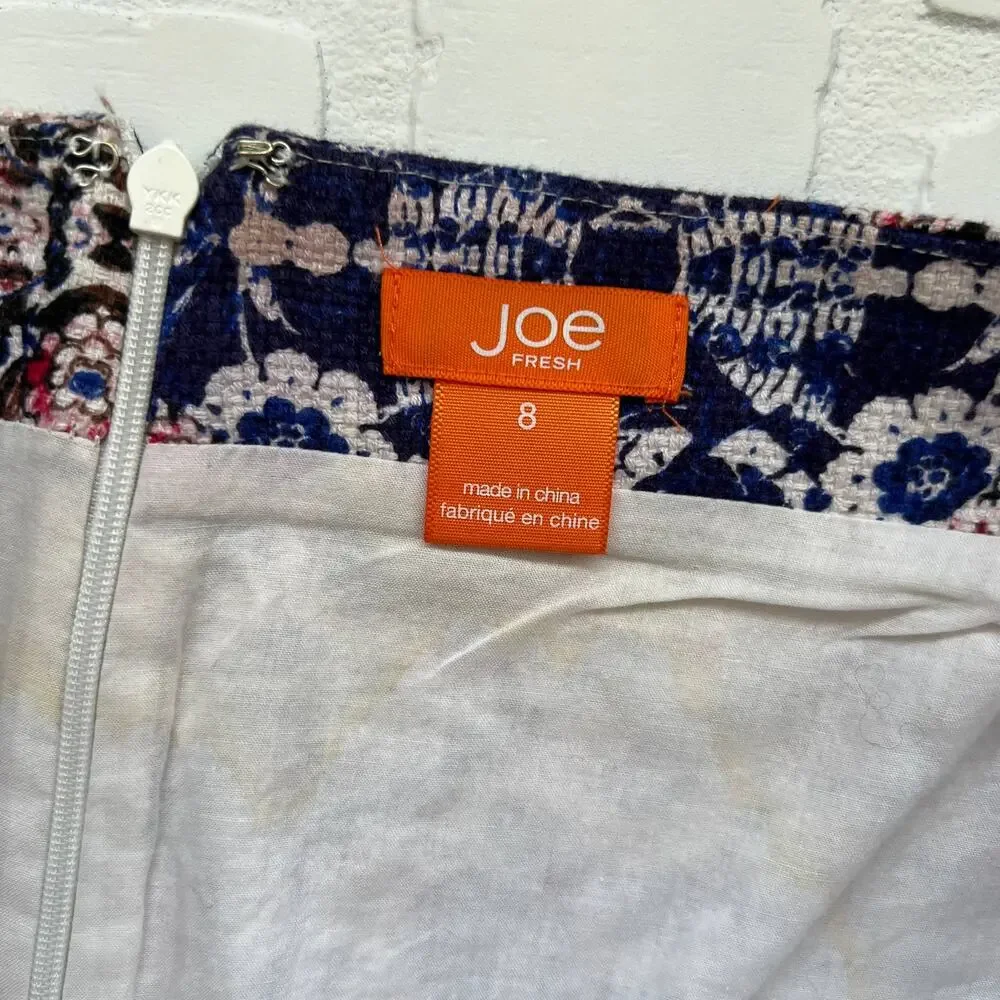Joe Fresh Women's Tapestry Blue Indigo Floral Stretch Mini Skirt - sz 8